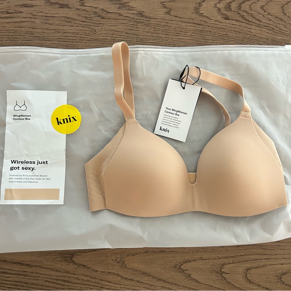Knix Wingwoman Contour Bra 30A warm sand beige nude NEW nwt